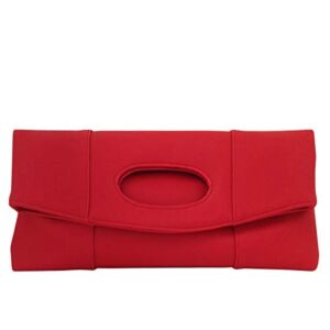 JNB Synthetic Leather Fold Over Clutch (RED)