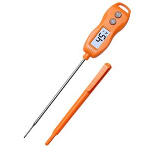 BRAPILOT Food Candy Meat Thermometer Digital (2021 New) Cooking Kitchen Instant Read Thermometer Backlit Waterproof for Baking Liquids BBQ Grill Milk (Orange Color)