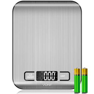 Vont Kitchen Scale, Food Scale, Digital & Mechanical Scale with Beautiful LCD Screen, 6 Measurement Units, Gram Scale Used for Weight Loss, Baking, Cooking, 304 Food Grade Stainless Steel