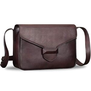 Genuine Leather Crossbody Bags for Women Handmade Ladies Satchel Vintage Purses Handbags (Coffee)