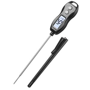 BRAPILOT Digital Food Meat Candy Thermometer – FT200 Instant Read Probe Thermometer Backlit Auto Off Waterproof for Cooking BBQ Kitchen Grill Milk (Black Color)
