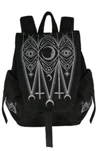 Restyle Cathedral Gothic Occult Crescent Moon Vegan Suede School Uni Backpack