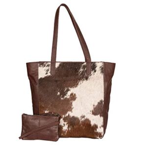Mona B Hailey Genuine Western Cowhide and Leather Tote Handbag Plus a Bonus Bag Vegetable Dyed with RFID Blocking