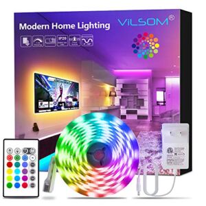 ViLSOM Led Strip Lights 16.4FT, RGB 5050 Led Light Strip Kit with Remote and 12V Power Supply Led Lights for Bedroom, Room, TV, Kitchen and Home Decoration Bias Lighting