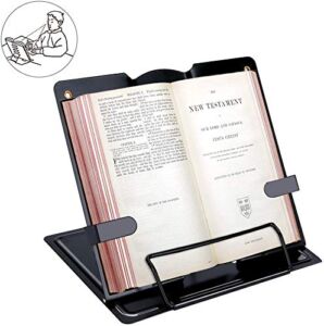welltop Book Stand Holder Metal Recipe Book Stand Eye Protection Folding Reading Stand Anti-Slip Adjustable Stable Bookend Bookrests for Home Office School