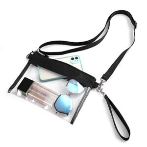 MAY TREE Clear Purse Stadium Approved Clear Bag Clear Crossbody Shoulder Bag for Concert Beach Travel Work Sporting Event Black
