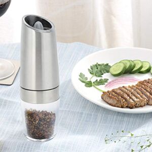 【𝐂𝐡𝐫𝐢𝐬𝐭𝐦𝐚𝐬 𝐆𝐢𝐟𝐭】 Battery Operated Black Spice Grinder, Pepper Mill, Stainless Steel Spice Grinder for Kitchen Sea Salt BBQ Outdoor Home(Silver)