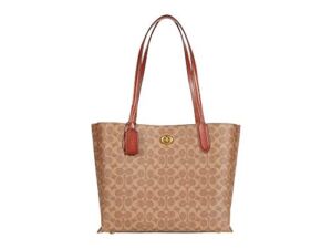 COACH Coated Canvas Signature Willow Tote Tan Rust One Size