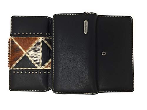 Concealed Carry Hobo Double Flat Strap Purse Southwest Cowhide & Matching Wallet (Black) | The Storepaperoomates Retail Market - Fast Affordable Shopping