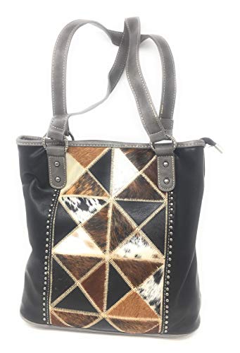Concealed Carry Hobo Double Flat Strap Purse Southwest Cowhide & Matching Wallet (Black) | The Storepaperoomates Retail Market - Fast Affordable Shopping