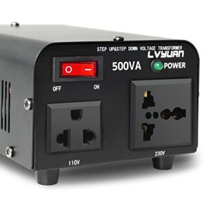 Yinleader 500W Voltage Transformer Power Converter(220V to 110V, 110V to 220V) Step Up/Down Converter 110/120 Volt – 220/240 Volt