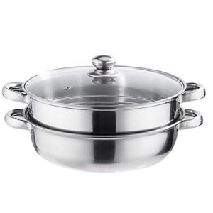 Steamer Pan Steam Pot 28cm Double Layers Stockpot Stainless Steel Steamer Cooking Boiler Multifunctional Pot for Kitchen Home Supplies Steamer Basket