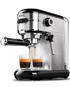 MICHELANGELO Espresso Machine, Stainless Steel Espresso Maker, Expresso Coffee Machine with Milk Frother, Small Coffee Maker for Home, 15 Bar Espresso Machine – Cappuccino, Latte