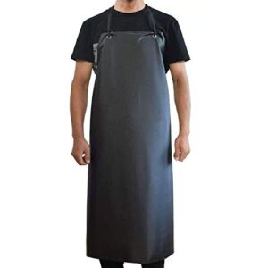 K Y KANGYUN Men’s Black Waterproof Rubber Vinyl Work Apron- 43″x29″ Heavy Duty Model,Best for Staying Dry When Dishwashing, Lab Work, Butcher, Dog Grooming, Cleaning Fish (1 Pack)