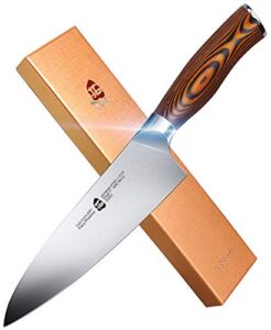 TUO Chef Knife- Kitchen Chefs Knife – High Carbon German Stainless Steel Cutlery – Rust Resistant – Pakkawood Handle – Luxurious Gift Box Included – 7 – Fiery Phoenix Series