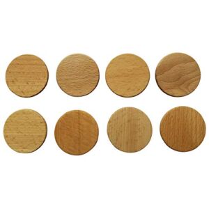 Magnetic Buttons Set of 8 – 1 ½ Inch Wooden Magnets for Paper Holding – Handcrafted Wood Circle Magnets – Beeswax and Orange Oil Finish – Ideal for Home, Fridge, Office
