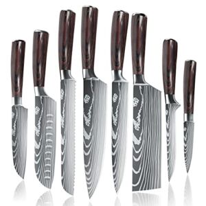 Dfito Kitchen Chef Knife Sets, 3.5-8 Inch Set Boxed Knives 440A Stainless Steel Ultra Sharp Japanese Knives, 8 Pieces Knife Sets for Professional Chefs