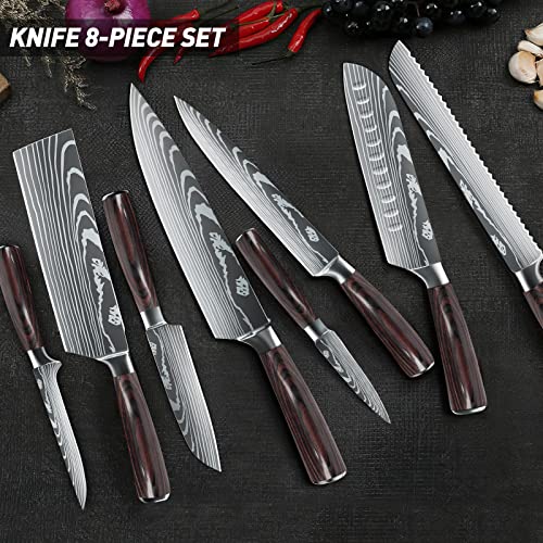 Dfito Kitchen Chef Knife Sets, 3.5-8 Inch Set Boxed Knives 440A Stainless Steel Ultra Sharp Japanese Knives, 8 Pieces Knife Sets for Professional Chefs | The Storepaperoomates Retail Market - Fast Affordable Shopping
