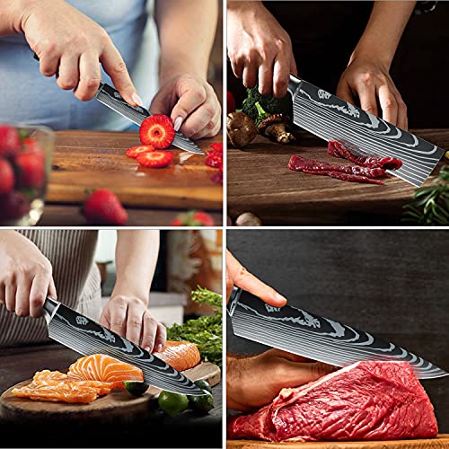 Dfito Kitchen Chef Knife Sets, 3.5-8 Inch Set Boxed Knives 440A Stainless Steel Ultra Sharp Japanese Knives, 8 Pieces Knife Sets for Professional Chefs | The Storepaperoomates Retail Market - Fast Affordable Shopping