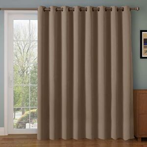 Rose Home Fashion Wide Thermal Blackout Patio Door Curtain Panel, Sliding Door Insulated Curtains, Grommet Curtains, Extra Wide Curtains, Sliding Door Curtains:100W by 84L Inches-Taupe