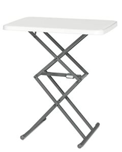 SOUNDANCE Small Folding Table, Adjustable TV Tray, Portable Dinner Table, Lightweight, Zero Assembly, Easy to Fold and Storage, Sturdy Desk for Home Garden Office Indoor Outdoor Use, White