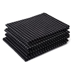Encasa Homes Anti-Odour Kitchen Dish Towels, 18 x 28 inch (4 Pc Set) Highly Absorbent, Tea Towels for Cleaning & Quick Drying, Eco-Friendly Cotton Butcher Black
