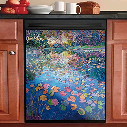 Colours Magnetic Dishwasher Sticker,Colorful Pond Grove Painting Kitchen Decals for Washers,Home Decorative Sticker Decal Cover,Refrigerator Door Panel Decal Magnet 23in W x 26in H | The Storepaperoomates Retail Market - Fast Affordable Shopping