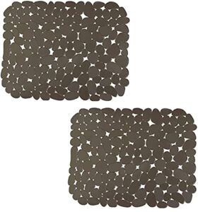 Pebble Kitchen Sink Mats, Adjustable PVC Sink Mat Protector for Stainless Steel/Porcelain Sink, Quick Draining Dish Drying Mat (Grey 2Pcs)