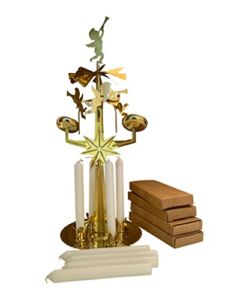 Angel Chimes The Original & Traditional Decorative Swedish Candle for Christmas – Brass Chime with 16 Candles – Carousel, Authentic, Scandinavian, Decoration & Ornament for Home and Kitchen