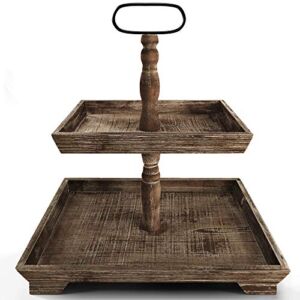 Farmhouse Tiered Tray Stand – Two Tier Tray – Wood Tiered Tray Decor Holder – 2 Tier Tray Stand Farmhouse – Wooden Tiered Stand Farmhouse – Two Tiered Tray Farmhouse – 2 Tiered Tray Farmhouse – Rustic