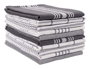 KAF Home Soho Kitchen Dish Towel Set of 10 | 18 x 28 Inch Tea Towels | Soft and Absorbent Mixed Set of Flat Towels (Charcoal)