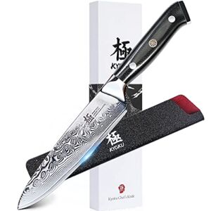 KYOKU Chef Utility Knife – 6″ – Shogun Series – Japanese VG10 Steel Core Forged Damascus Blade – with Sheath & Case