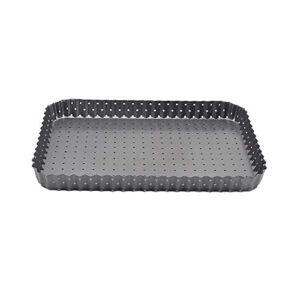 LARATH Rectangle Pizza Pan with Holes Carbon Steel Pizza Crisper Tray Non-Stick Baking Tray Bakeware for Home Restaurant Kitchen