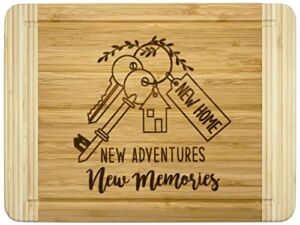 Ringshine Housewarming Gifts, New Homeowner Family Gifts for Mom Dad Sisters Brother Friends Daughter Son Coworker, New Home New Adventures New Memories, Engraved Cutting Board