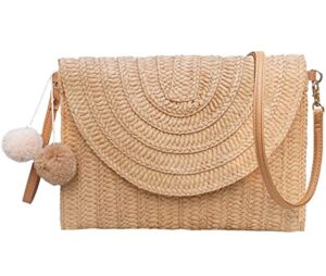 Dailyacc Straw Shoulder Bag For Women Woven Purse Summer Beach Envelope Clutch Straws Wallet