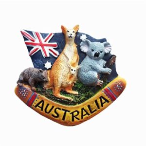 Koala Kangaroo Wombat Australian Flag Fridge Magnets Funny 3D Resin Magnet for Refrigerator Travel Souvenir Gifts Home Kitchen Decoration Magnets Sticker Crafts