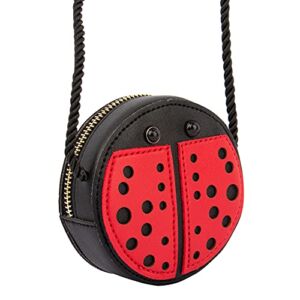 AUEAR, Cute Ladybug Purse Mini Pu Leather Crossbody Bag Wallet Pouch for Women and Girls, Black and Red
