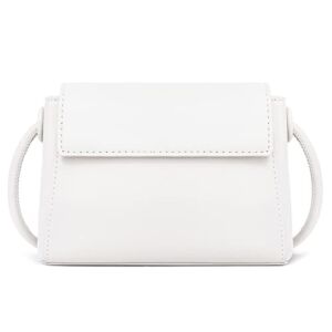 CLUCI Small Crossbody Bags for Women Vegan Leather Flap Shoulder Purse Lightweight Fashion Ladies Travel Bag with Adjustable Strap White