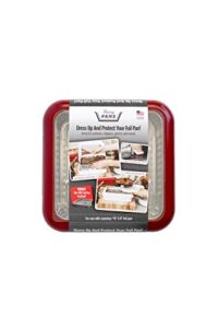 Fancy Panz 8 x 8-Inch Dress Up and Protect Your Foil Pan®, 100% Made in USA, 8 x 8 Foil Pan Included. Hot or Cold Food. Stackable for easy travel. Great for potlucks, tailgating & home (Red)