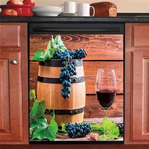Wine Sticker Dishwasher Magnetic Kitchen Decor, Country Grape Refrigerator Door Magnet Panels Cover,Winery Fridge Decals Home Appliances Stickers Easy to Install Trim 23″x26″
