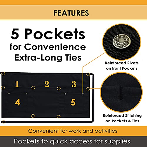 Brtex Server Aprons with 5 Pockets (2 Pack) – Commercial Grade Black Waist Aprons for Women Men – Restaurants Cafes Bars Home & Kitchen Apron 24×12 Fits Every Waist | The Storepaperoomates Retail Market - Fast Affordable Shopping