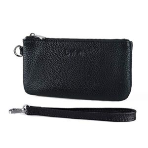 befen Leather Coin Pouch Purses Change Holder Wallet Card Slots with Wristlet Strap – Black