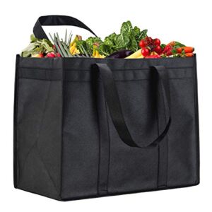NZ home XL Reusable Grocery Shopping Bags, Heavy Duty Shopping Tote, Stands Upright, Foldable, Washable (Black 5 Pack)
