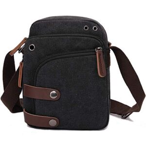 Small Canvas Crossbody bag Cell Phone Purse Handbag Crossbody Wallet Travel Shoulder Bag for Women (Black)