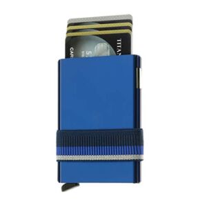 Secrid Cardslide Wallet, Cardprotector with Slide,And Money Band, Multi-Use RFID Case (Blue)