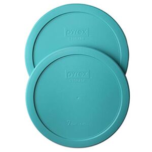 Pyrex Bundle – 2 Items: 7402-PC 7-Cup Turquoise Plastic Storage Lids