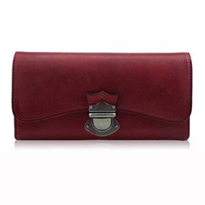 Women’s Ladies Dip Dye Leather Wallet Card Holder Cluth Purse (Tri-Red)