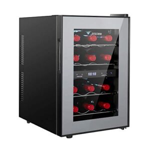 maisee Dual Zone Wine Cooler, 12 Bottles Mini Small Wine Cooler Refrigerator Chiller Fridge 45f-65f for Reds Whites Wine Champagne Sparkling in Home Bar Office Kitchen Bedroom Countertop (12 Bottles)