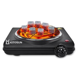 KITOSUN Electric Charcoal Burner – Single Coil Hot Plate Charcoal Starter Cooking Heater Stainless with Steel Grill ETL Certified Countertop Cooktop for Home Kitchen BBQ RV