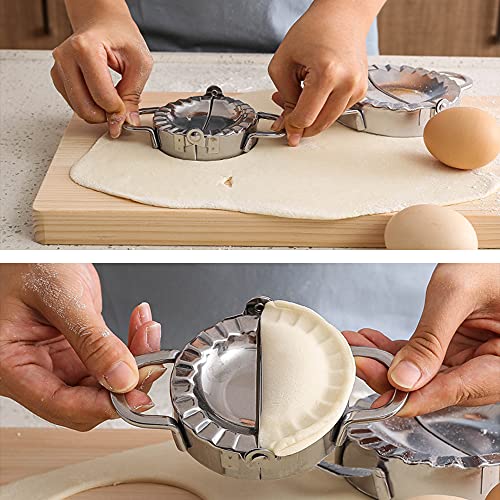 Dumpling Maker, 304 Stainless Steel Dumpling Mold and Dough Press for Home Kitchen, Manual pinch Dumpling Pie Ravioli Mould calzone Maker Tool, Dumpling skin cutter (Small+Large+Cutter) | The Storepaperoomates Retail Market - Fast Affordable Shopping